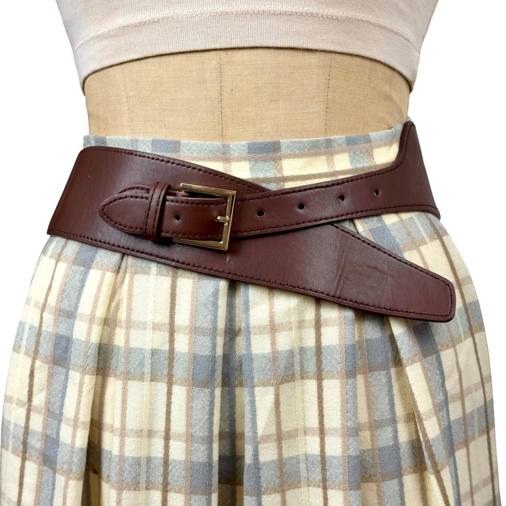90s Brown Prairie Waist Belt Pirate Gold Buckle Cinch Dark Academia